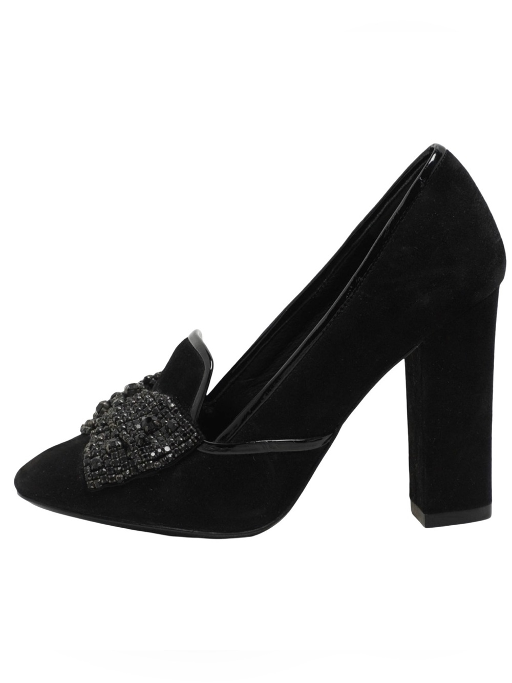 Tory Burch Carissa Embellished Bow Black Suede Pumps Heels 8.5M - Picture 3 of 11